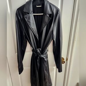 NEW Black Pleather Trench Coat